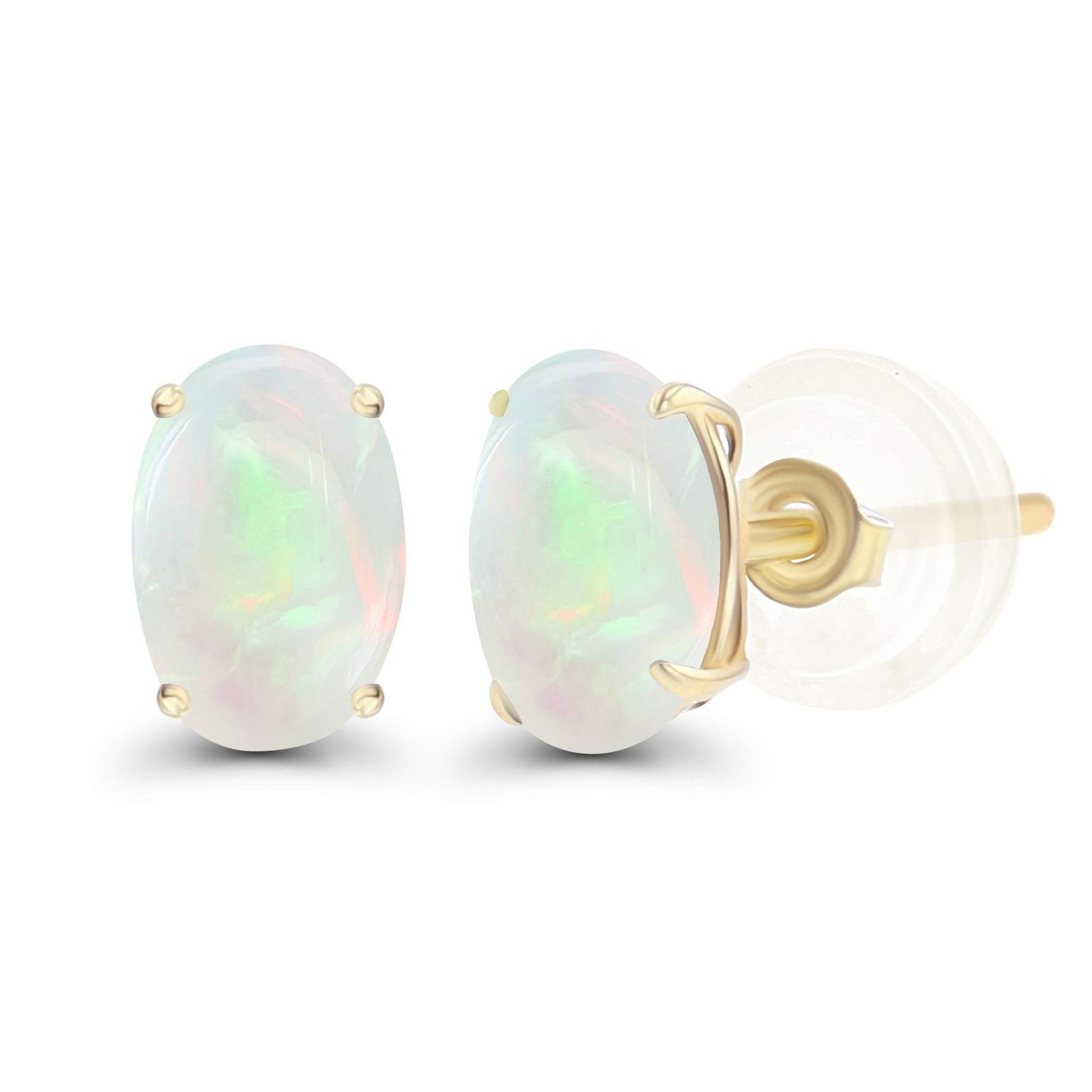 Solid 14K Gold 7x5mm Oval Genuine Birthstone Stud Earrings For Women | Hypoal…
