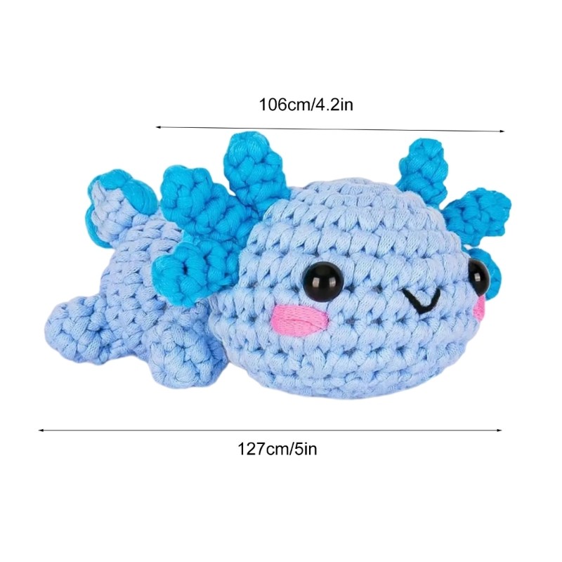 Crochet Dragon with Yarn, Crochet Hook, Plastic Eyes, and Instruction