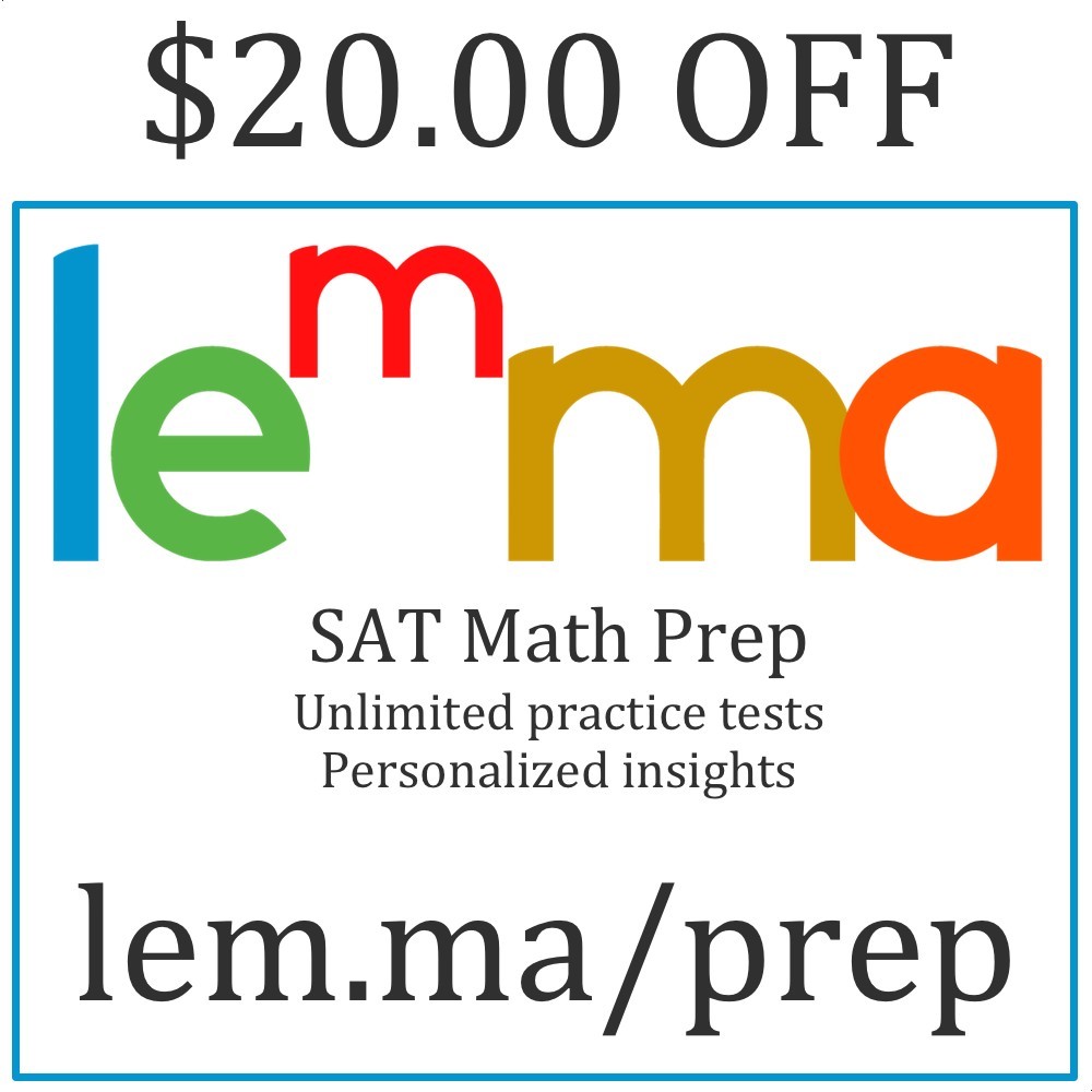 $20 off Best SAT Math Prep by Lemma, 1 Year Membership w/ Support