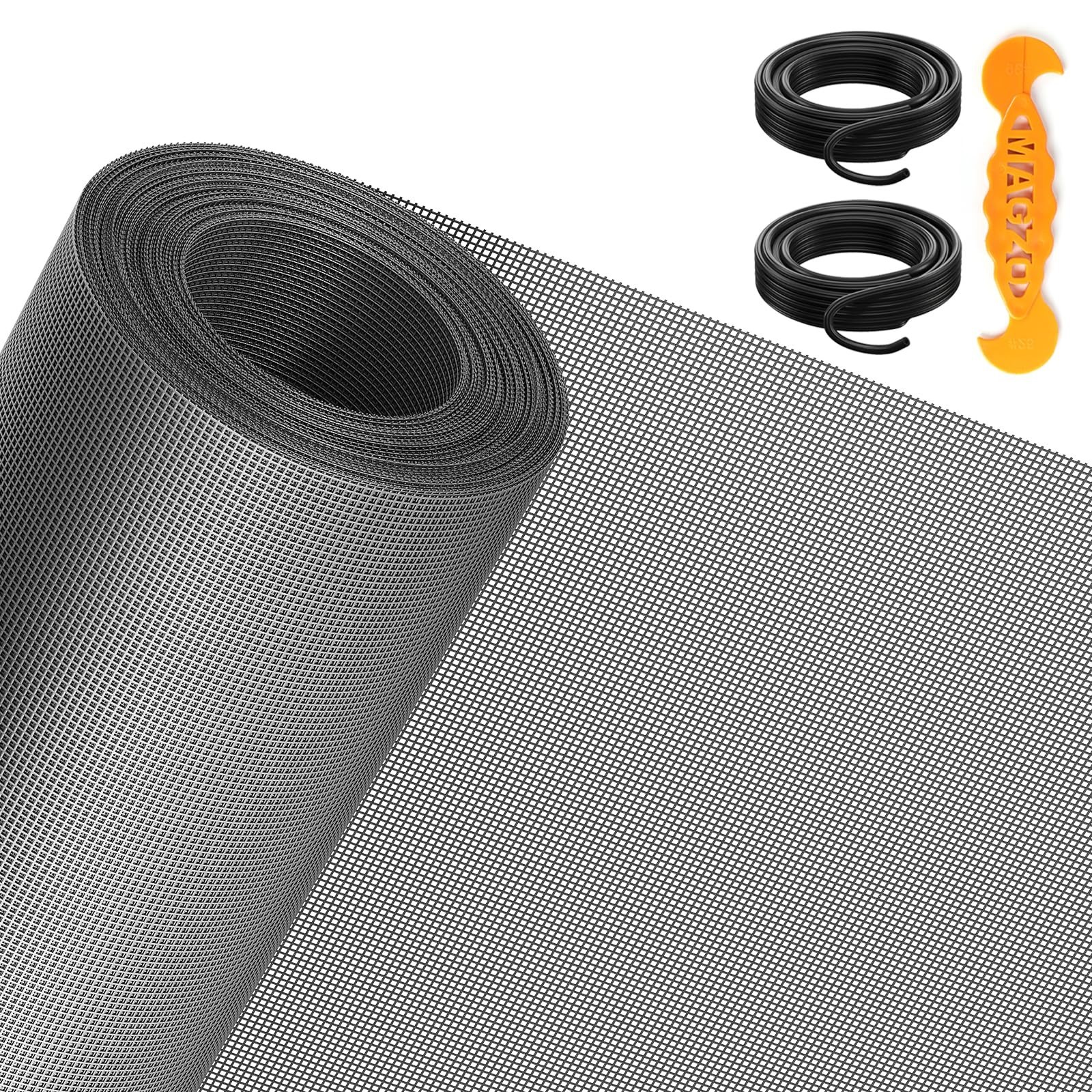 MAGZO Window&Door Screen Replacement Kit, 86″ W x 196″ L, with Retainer Splin…