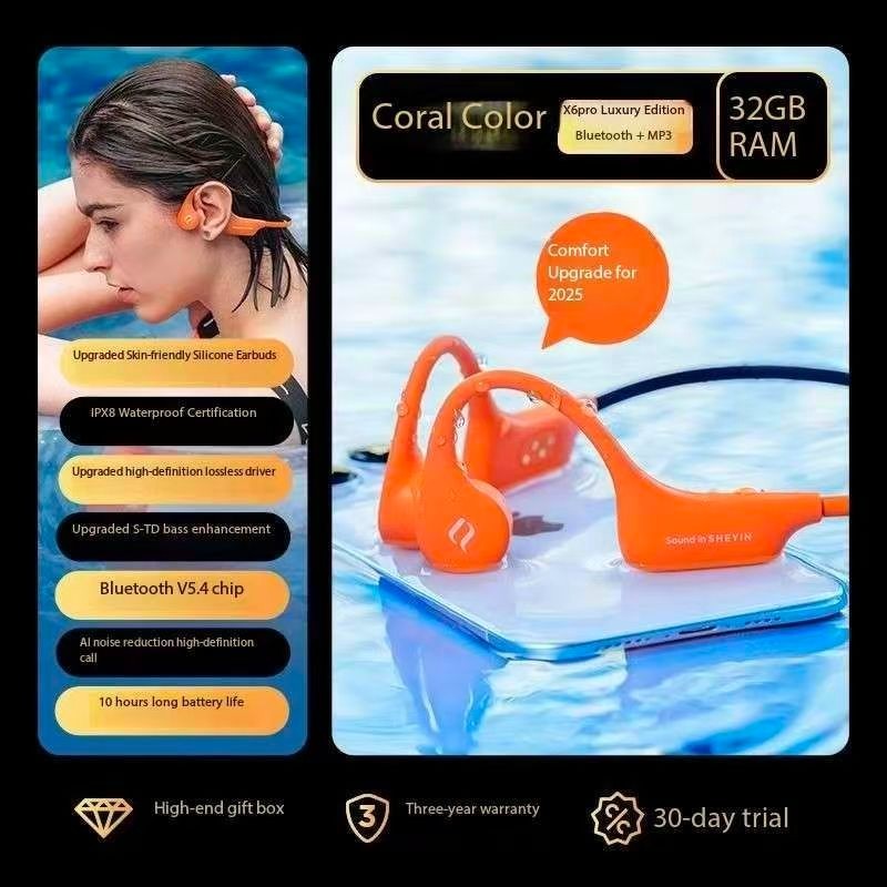 SHEYIN X6Pro Bone Conduction Bluetooth Headphones with Ultra Long Battery Life