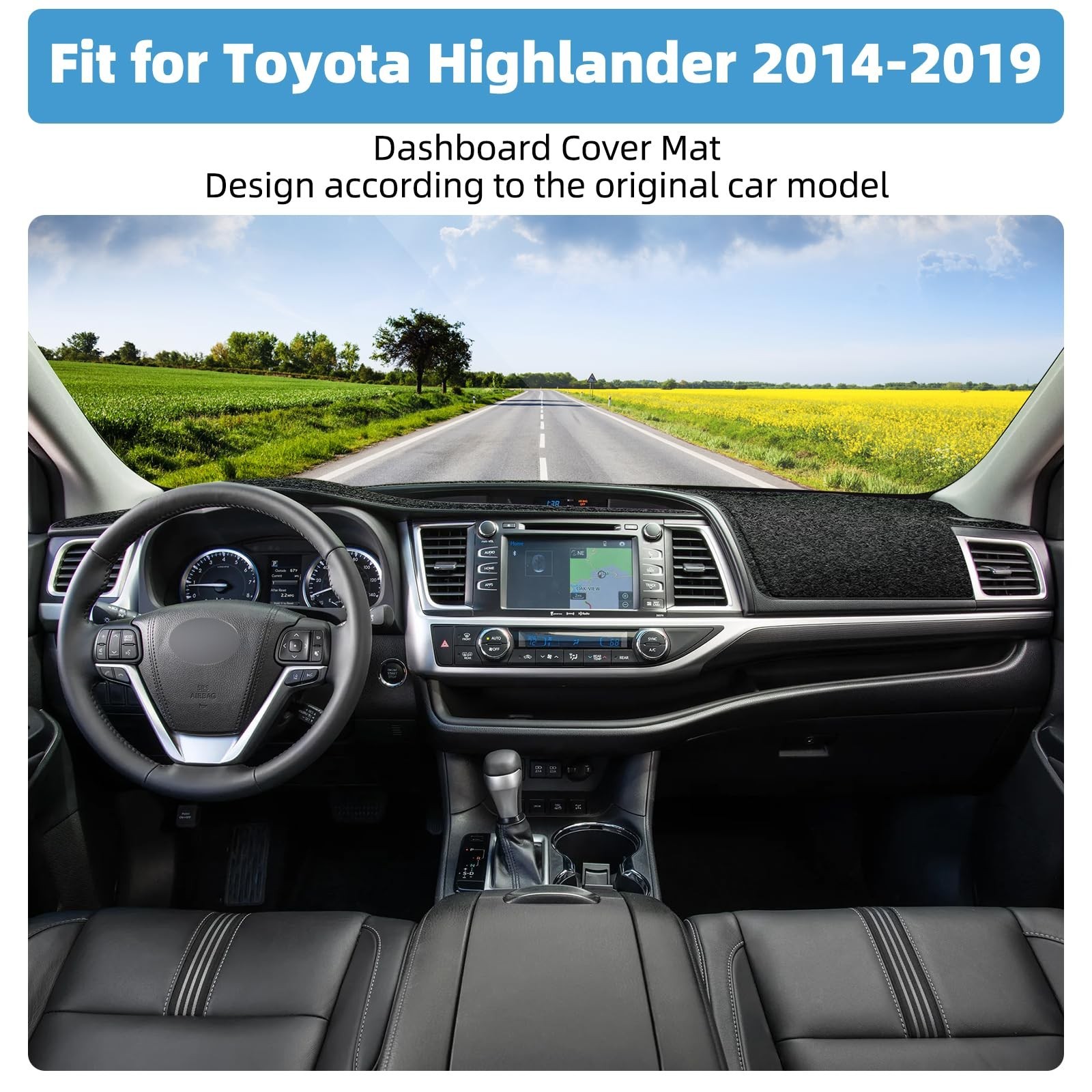 Dash Cover Mat Compatible with Toyota Highlander 2014-2019 Non-Slip Dashboard…