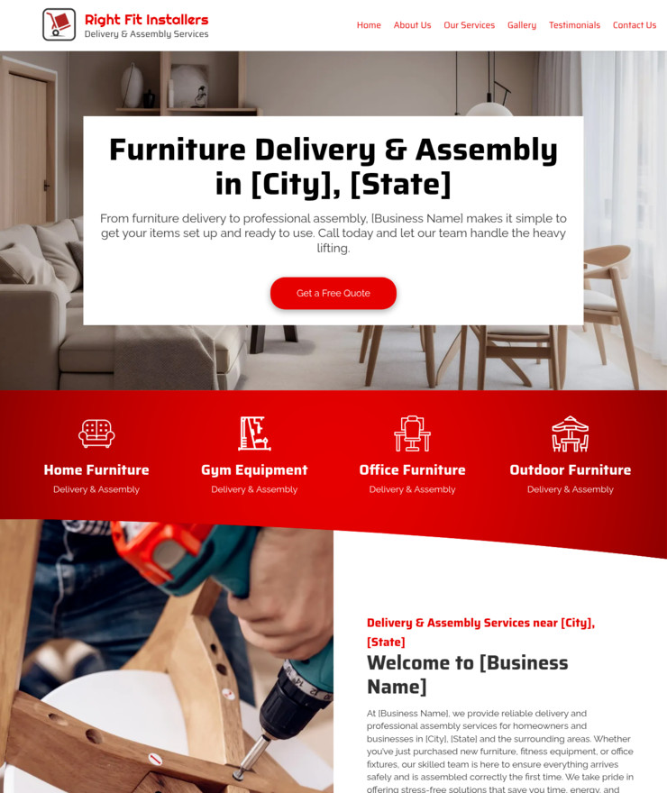 Delivery & Assembly Service Customized Business Website *SEE FULL DESCRIPTION*