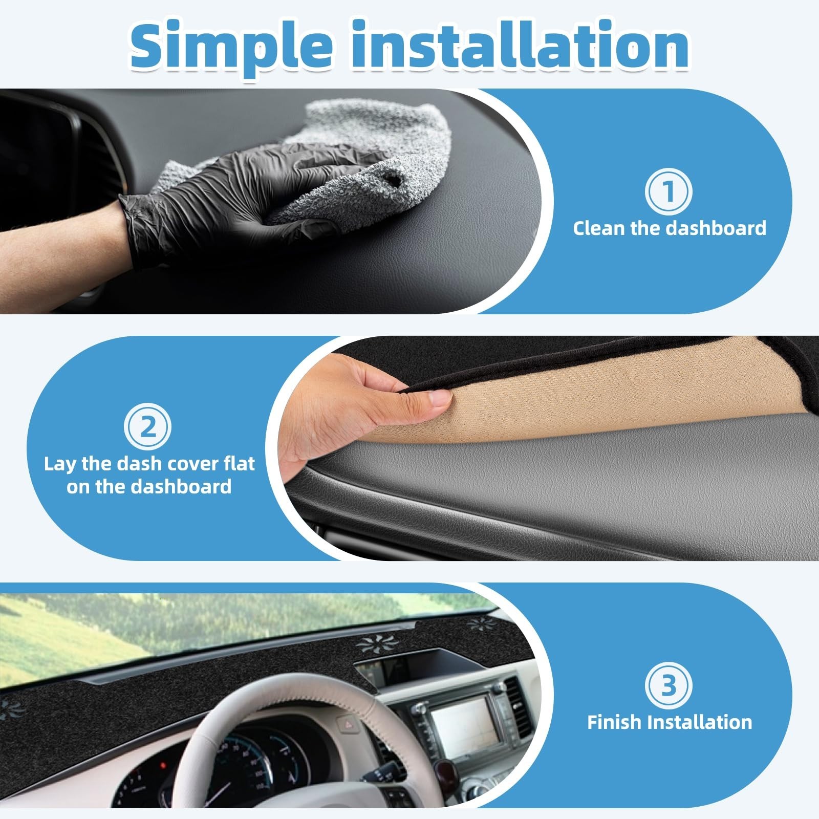 Dash Cover Mat Compatible with Toyota Sienna 2011-2014 Non-Slip Dashboard Cov…