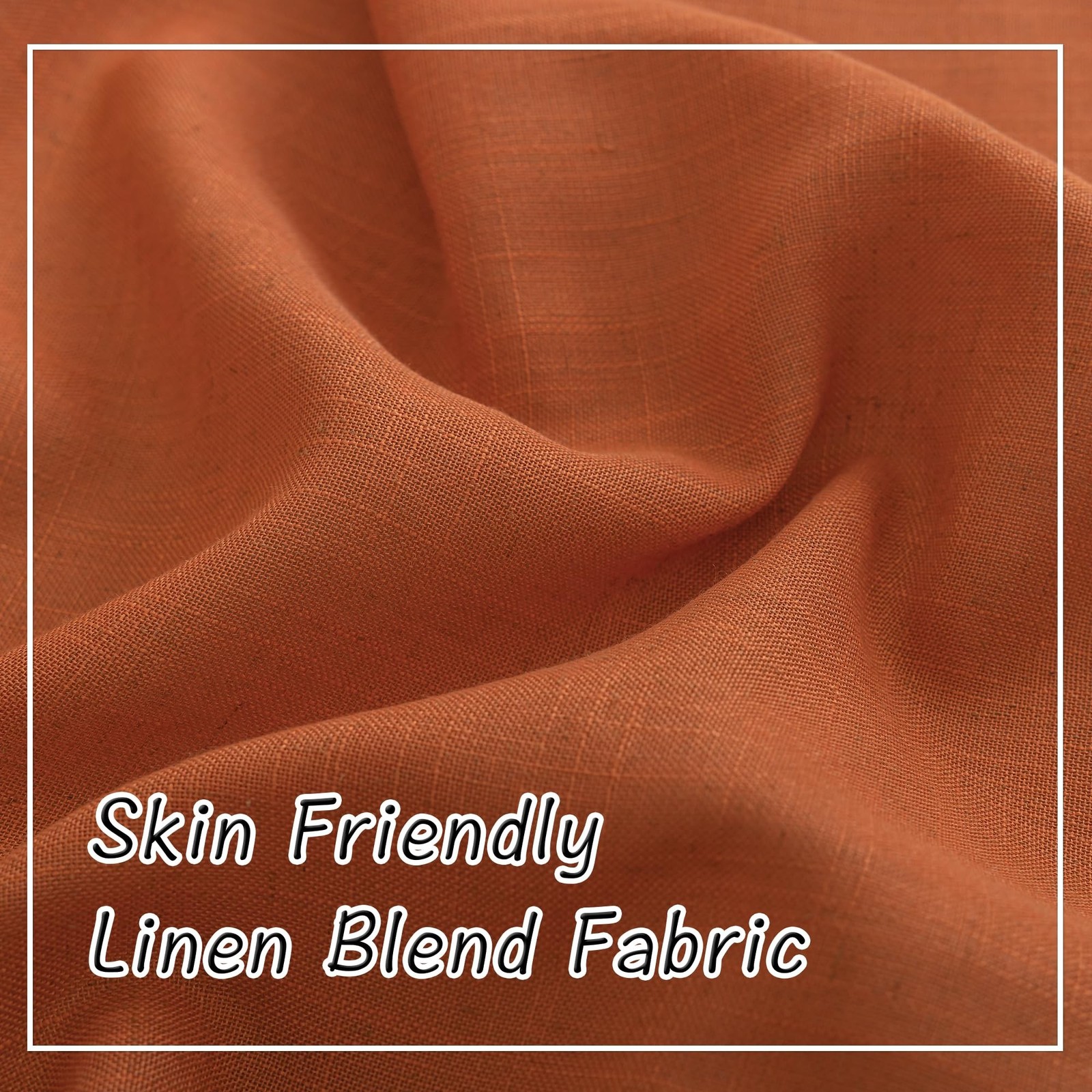 Burnt Orange Linen Back Tab Curtains 132 Inches Extra Long Ceiling to Floor f…
