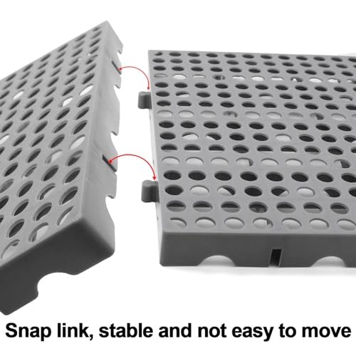 3-Pack Heavy Duty Plastic Pallets 11.8″x11.8″ Stackable Grid Floor Storage Grey