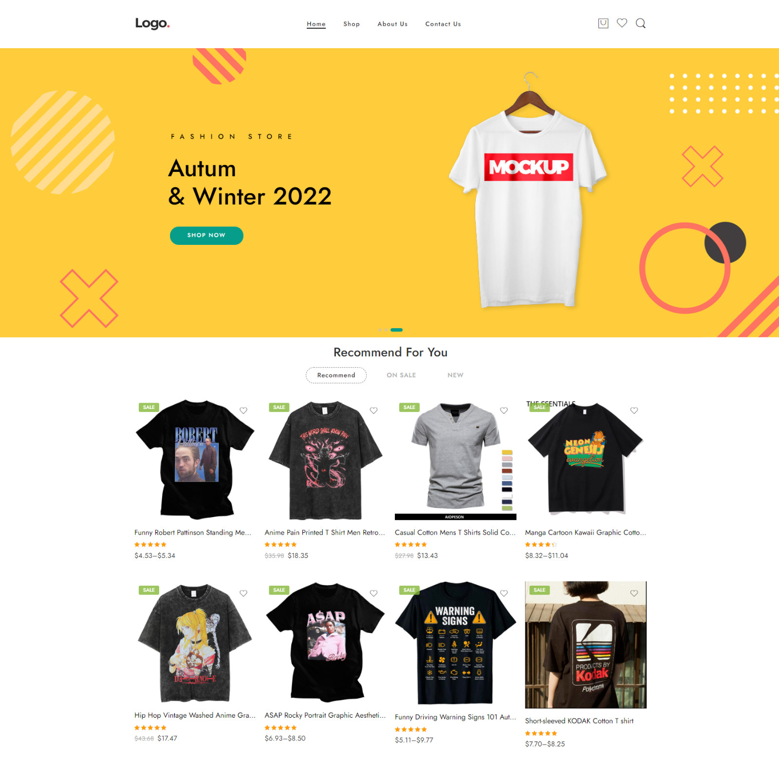 Dropshipping Website E-commerce Affiliate, Free Hosting+ Products, T-Shirts