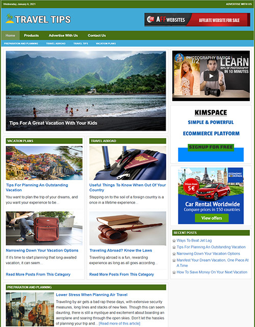 TRAVEL TIPS Website Business For Sale – Work From Home Internet Business