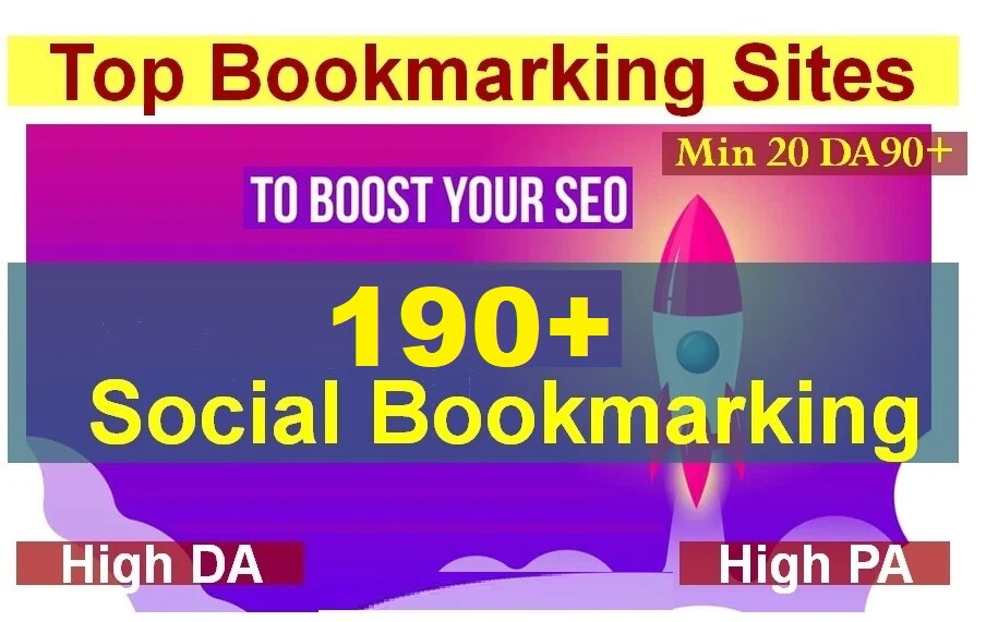 190 Social Bookmarking Submissions with High DA SEO Backlinks