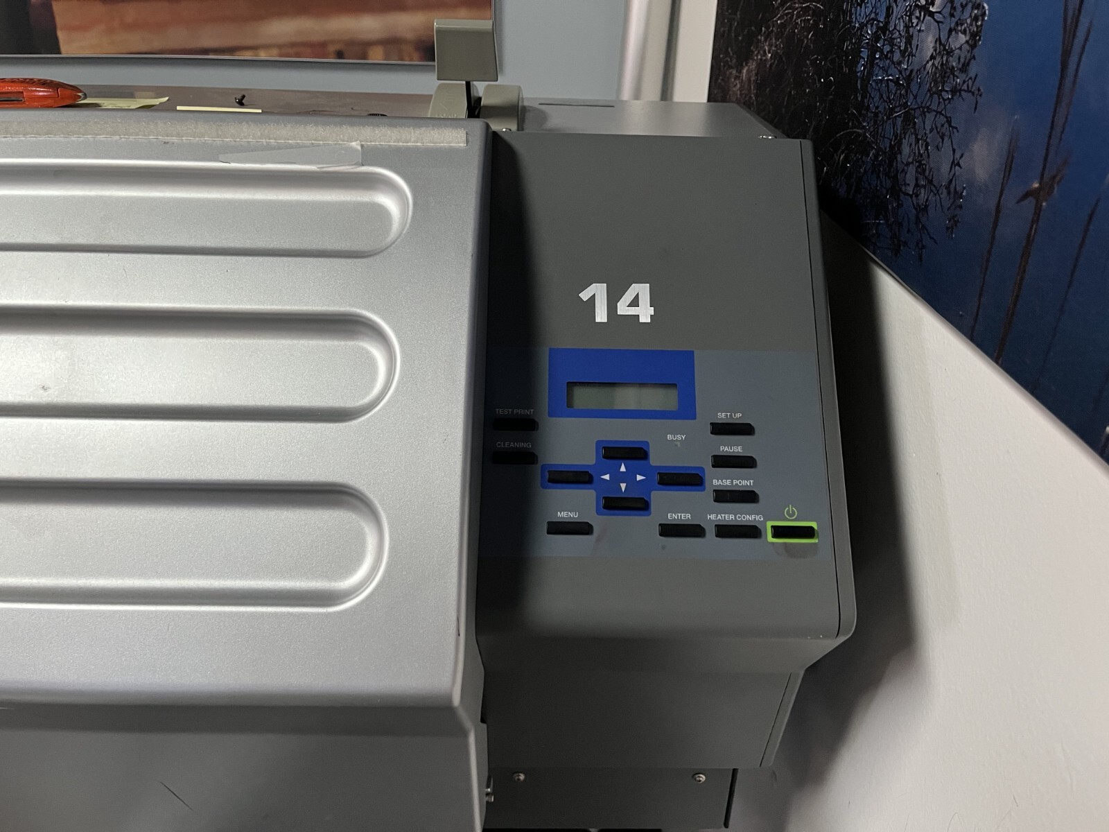 Dye sublimation fabric graphics system, Roland 1045 printer, Practix press