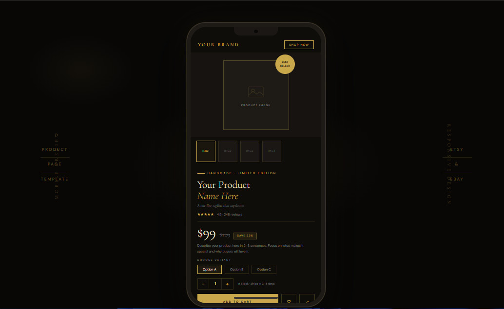 Professional Product Landing Page Template | Animated | Dark Luxury Design.