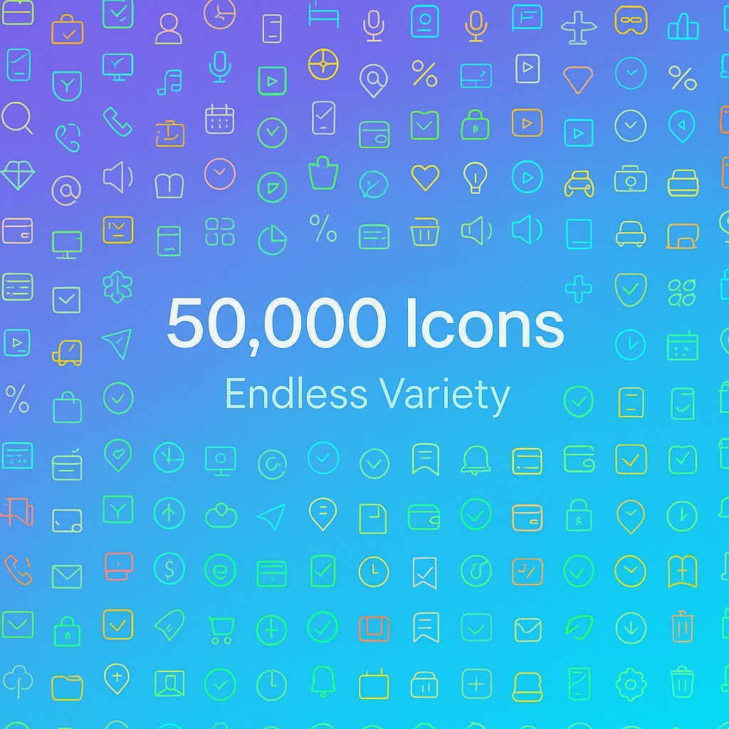 50,000 Premium Modern Icons Pack | High-Quality Digital Download | For Designers