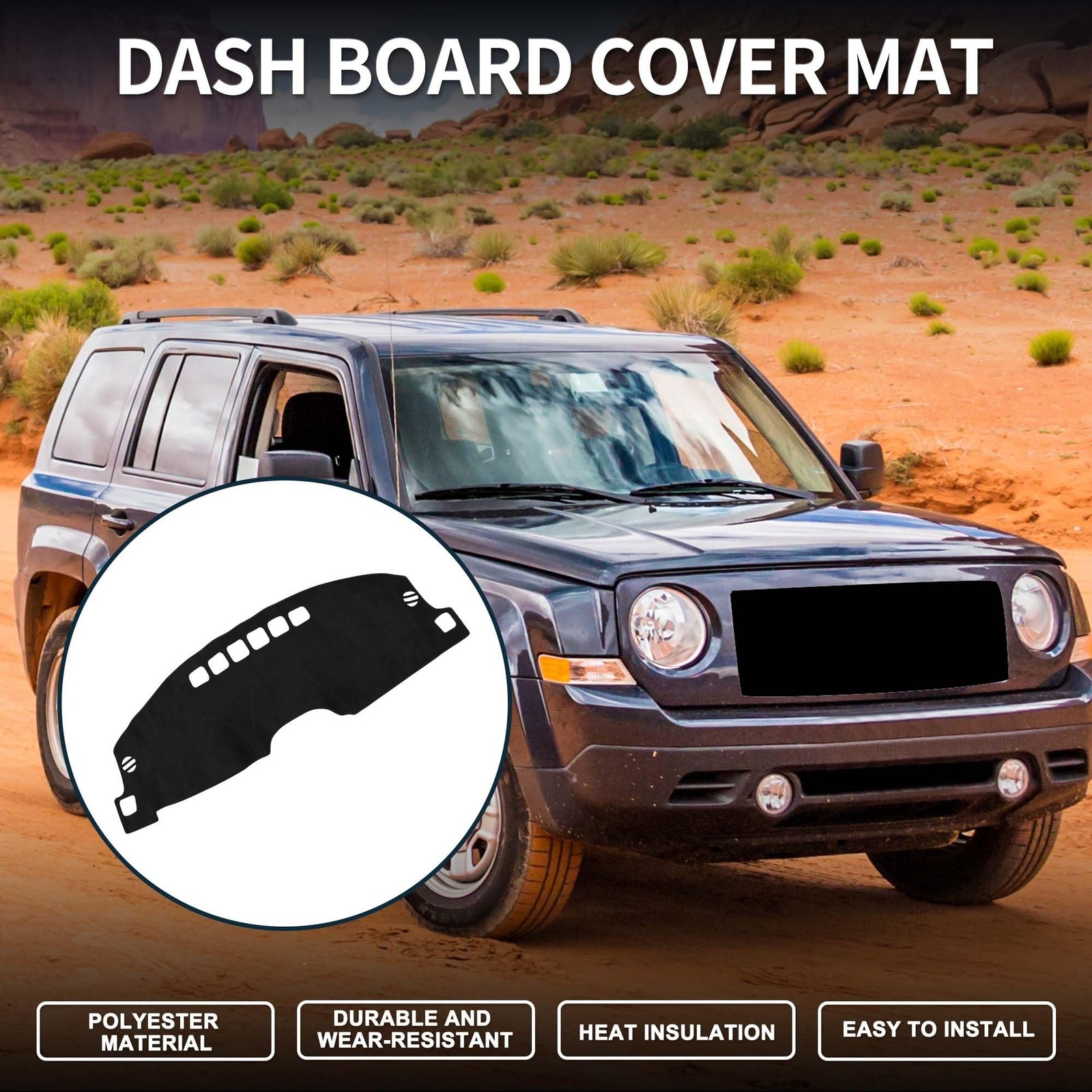 Dash Cover for Jeep Patriot Non-Slip Dash Cover Mat | Front Dash Cover Mat Bl…