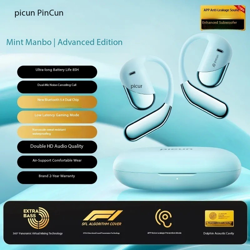 Pincun H3 Clip-On Bluetooth Wireless Earphones Open-Ear Bone Conduction for