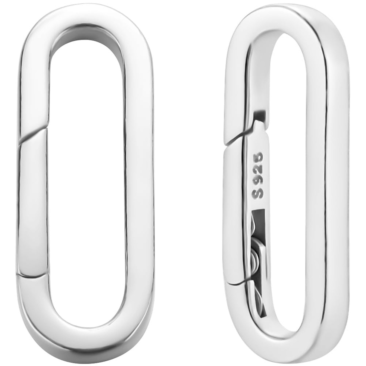 Beebeecraft 1 Box 2Pcs Spring Oval Ring Platinum Plated 925 Sterling Silver T…