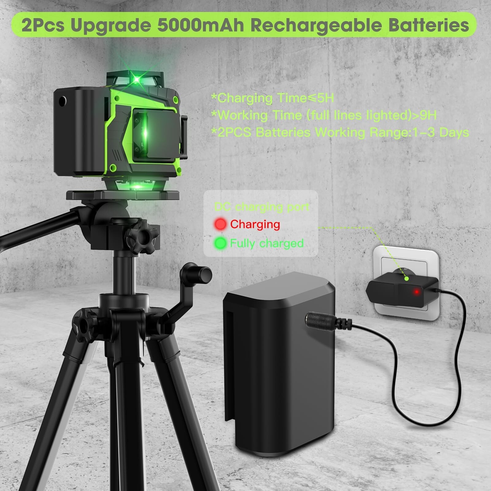 16 Line Laser Level 360 Self Leveling, 4×360°Professional 4D Green … Fast