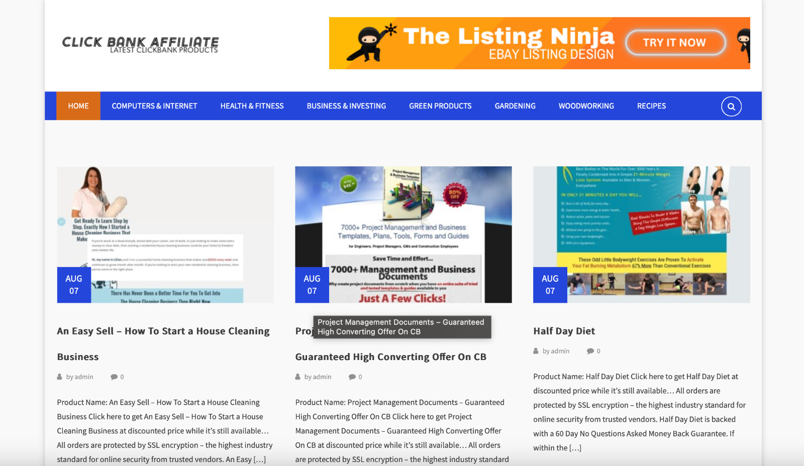 ClickBank Affiliate Store Website on AutoPilot + Free Hosting