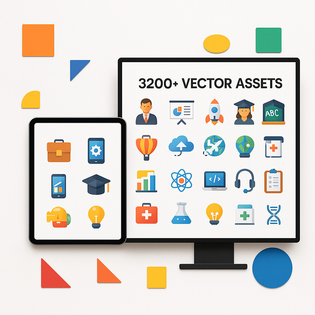 3200+ Premium Flat Vector Icons & Illustrations | Digital Download