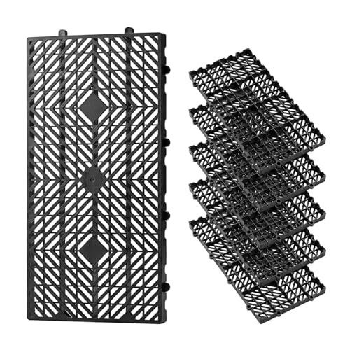 VEVOR Plastic Pallets 6 Pcs Nestable Storage Pad 23.6×11.8×1.2 Black Waterproof