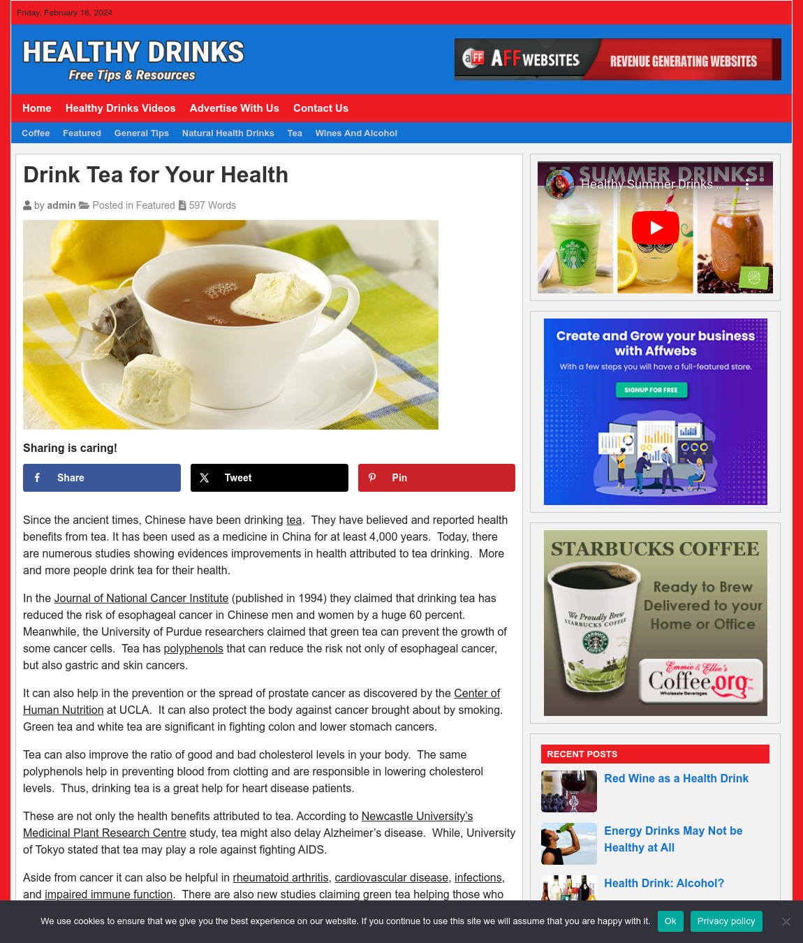 HEALTHY DRINKS Website Business For Sale – Work From Home Business Opportunity