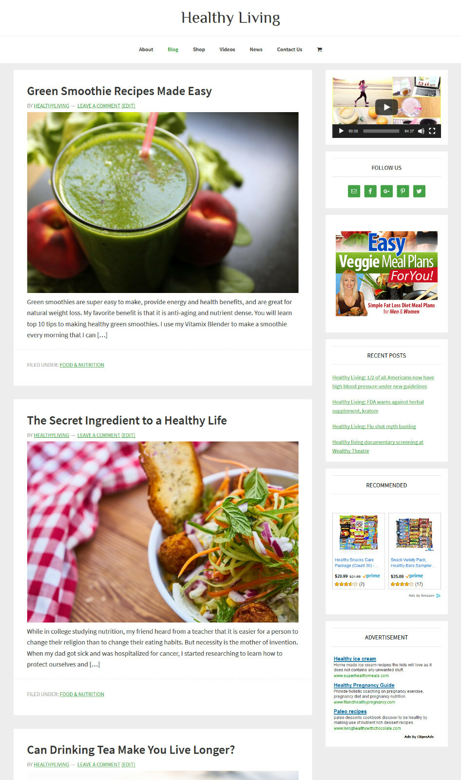* HEALTHY LIVING * store blog affiliate website business for sale AUTO CONTENT!