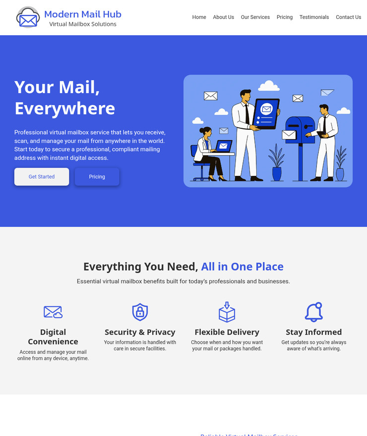 Virtual Mailbox Service Customized Business Website *SEE FULL DESCRIPTION*