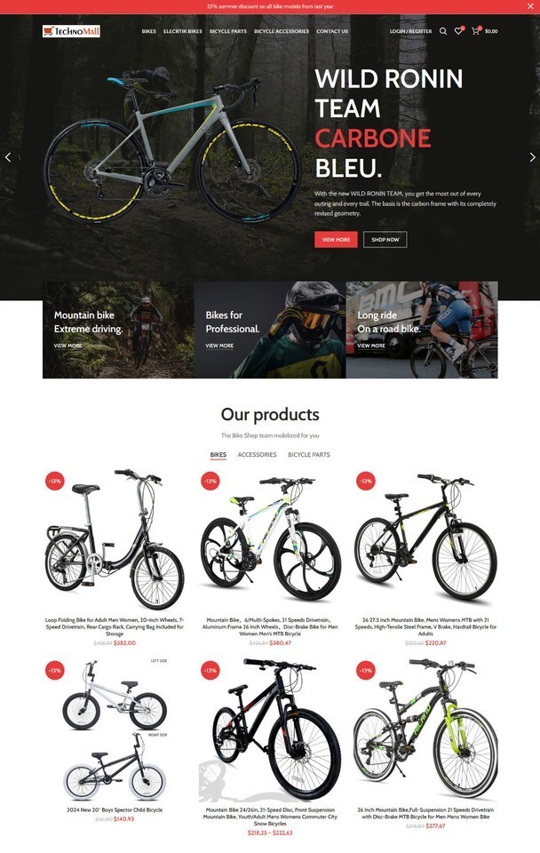 Turnkey Bikes Store Website Affiliate / Dropshipping Website