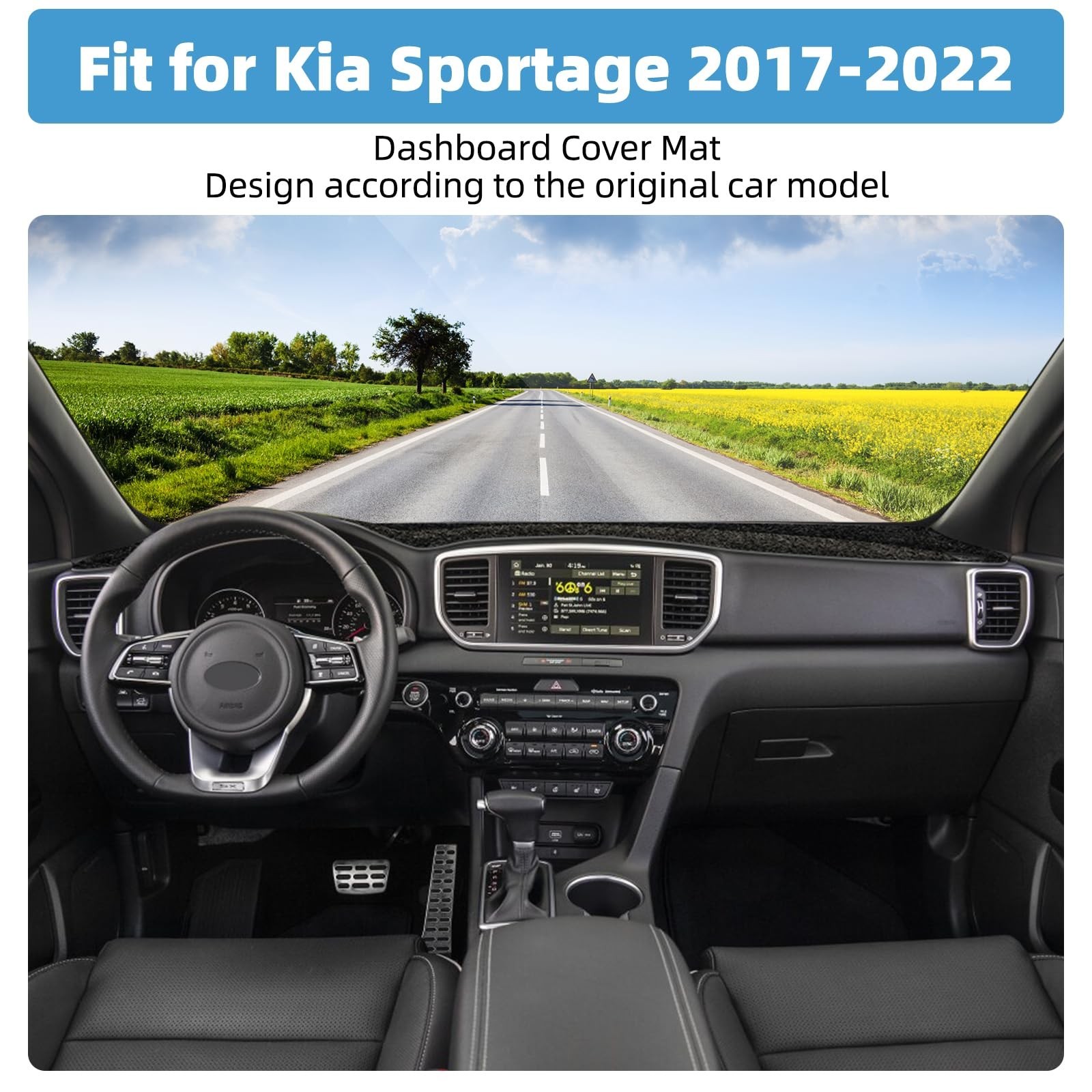 Dash Cover Mat Compatible with Kia Sportage 2017-2022 Non-Slip Dashboard Cove…