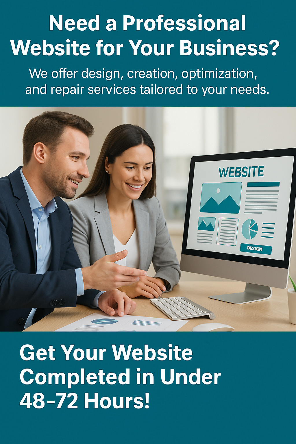 100% PROFESSIONAL CUSTOM WEBSITE DESIGN – FAST & AFFORDABLE!!