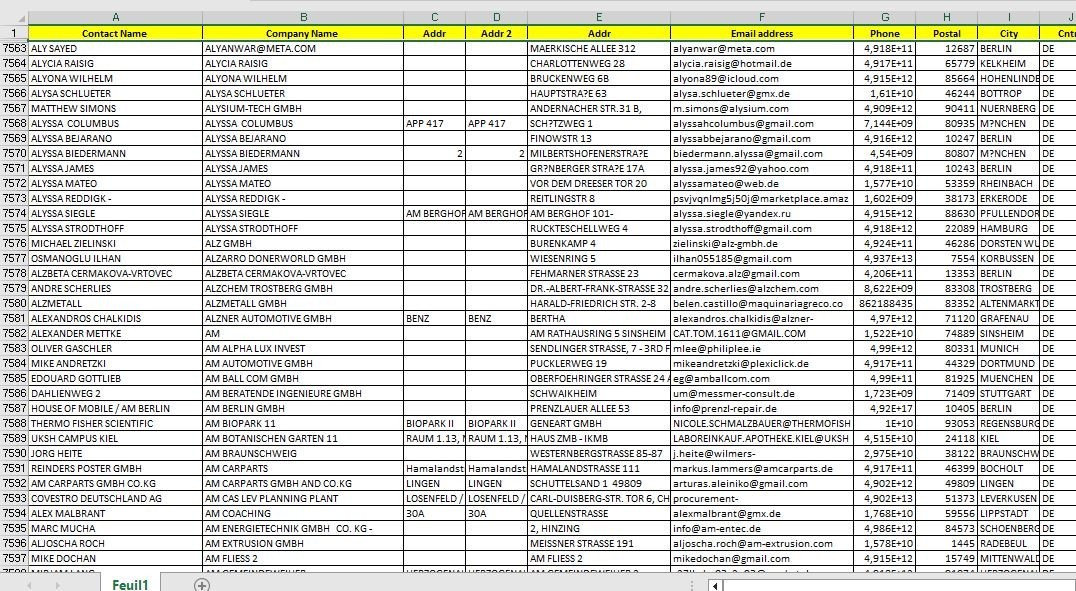 1Million Germany Business Email Database list – B2B Contact leads | Excel CSV
