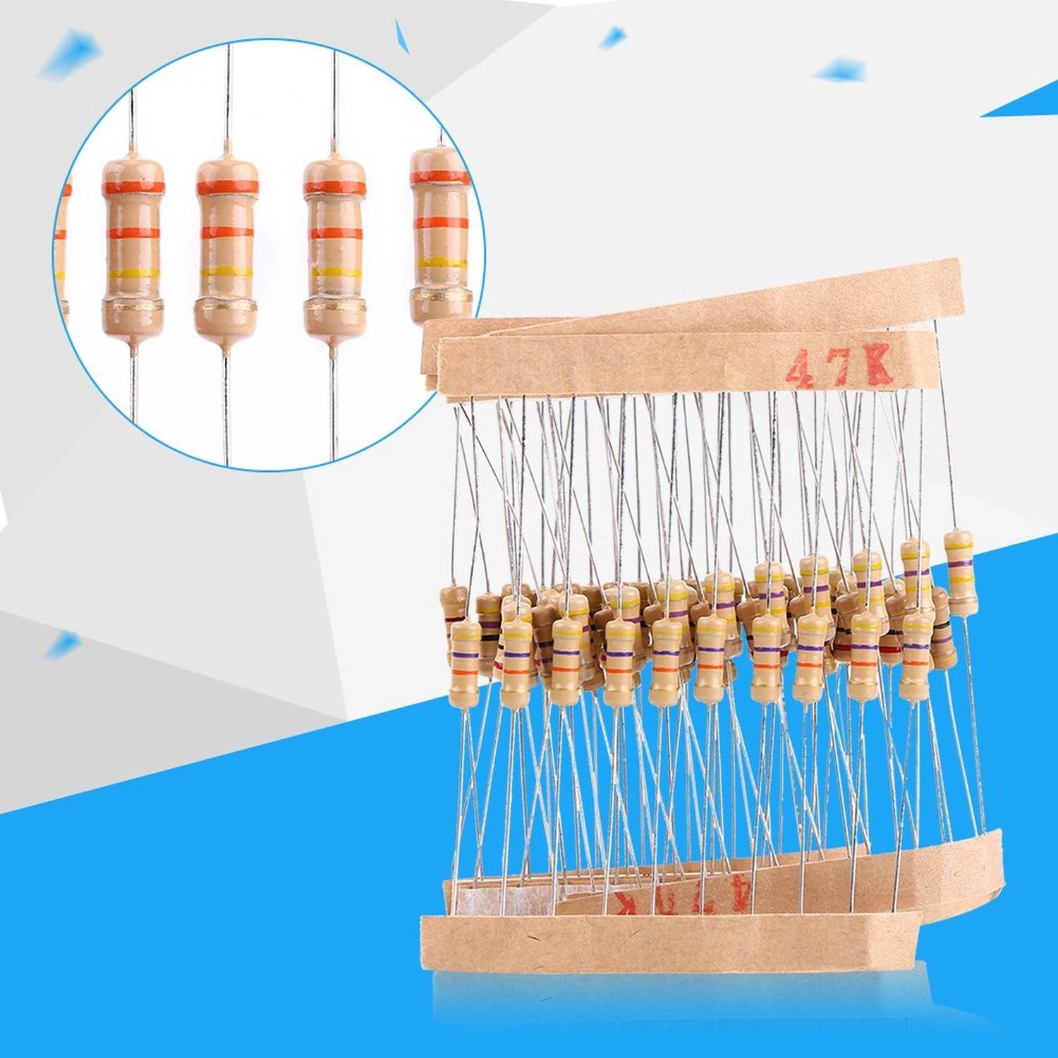 1000 Pcs 100 Values Resistor Kit, 5% 1/2 Watt Resistors Kit, Resistors Assort…
