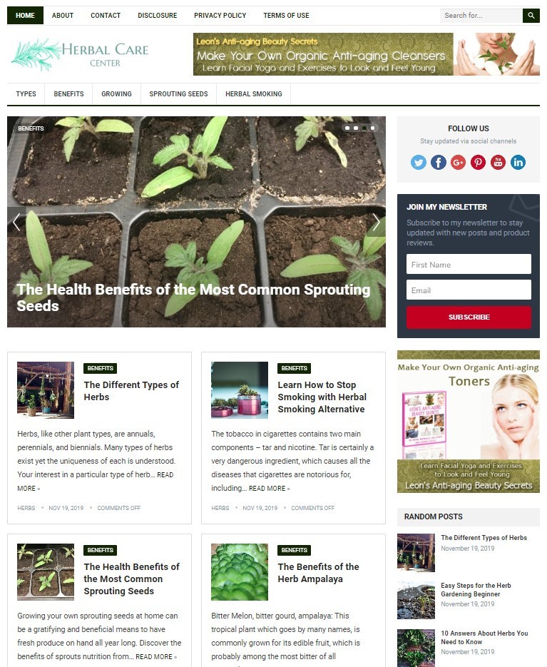 DFY HERBS WORDPRESS THEME+FREE SETUP PRE-DESIGNED BANNERS AND ADS