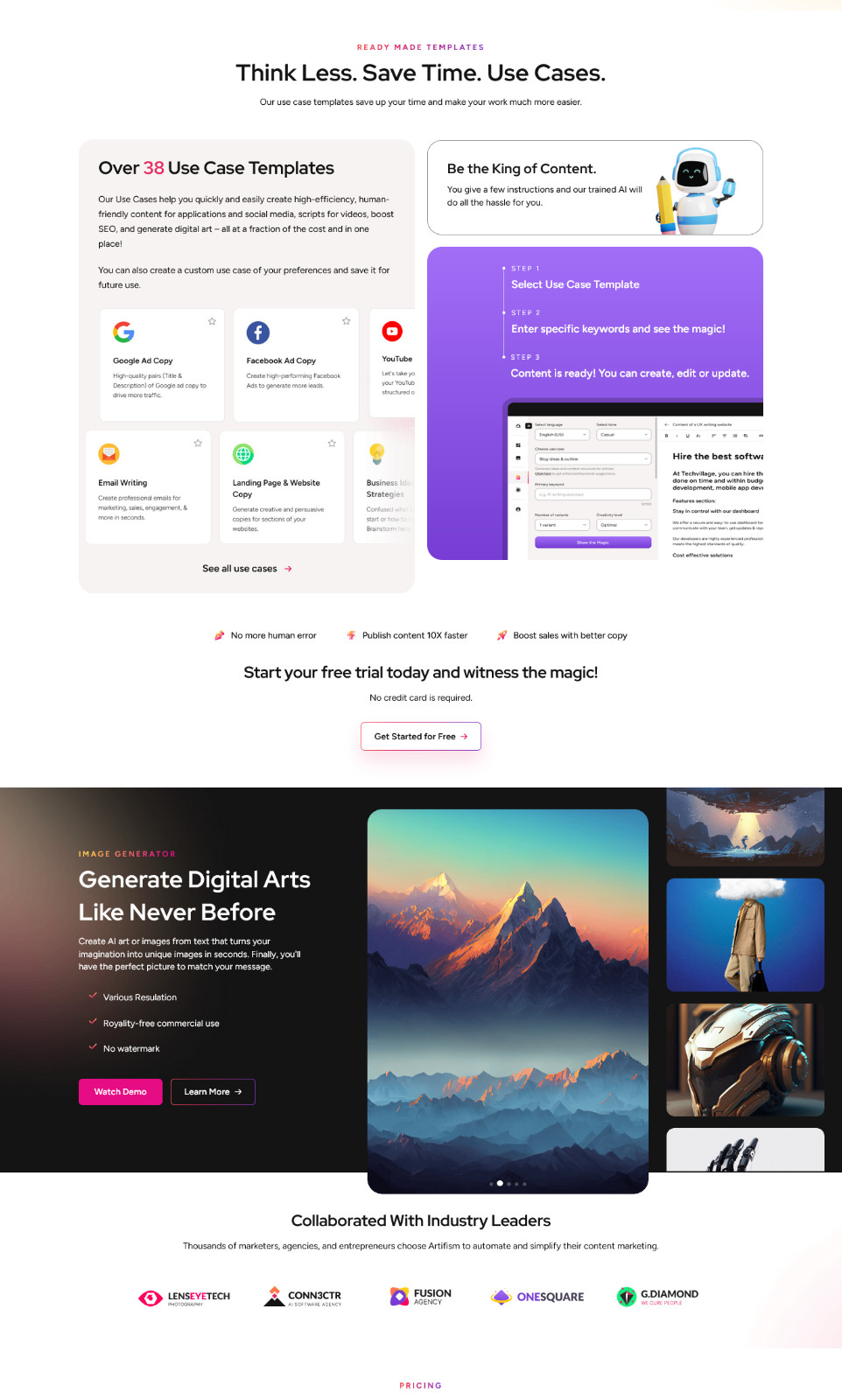 ArtMe – AI SaaS Platform | AI Content, Image, Video, Chatbot, Voiceover & Code