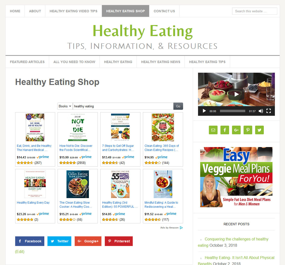 [NEW DESIGN] * HEALTHY EATING * affiliate website business for sale AUTO CONTENT