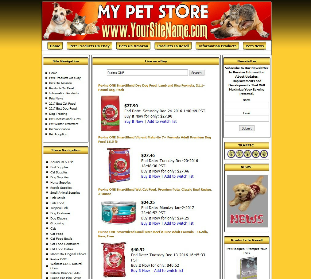 PET SUPPLY, Cat Food, Online Affiliate Business Website, Hosting, Free Domain