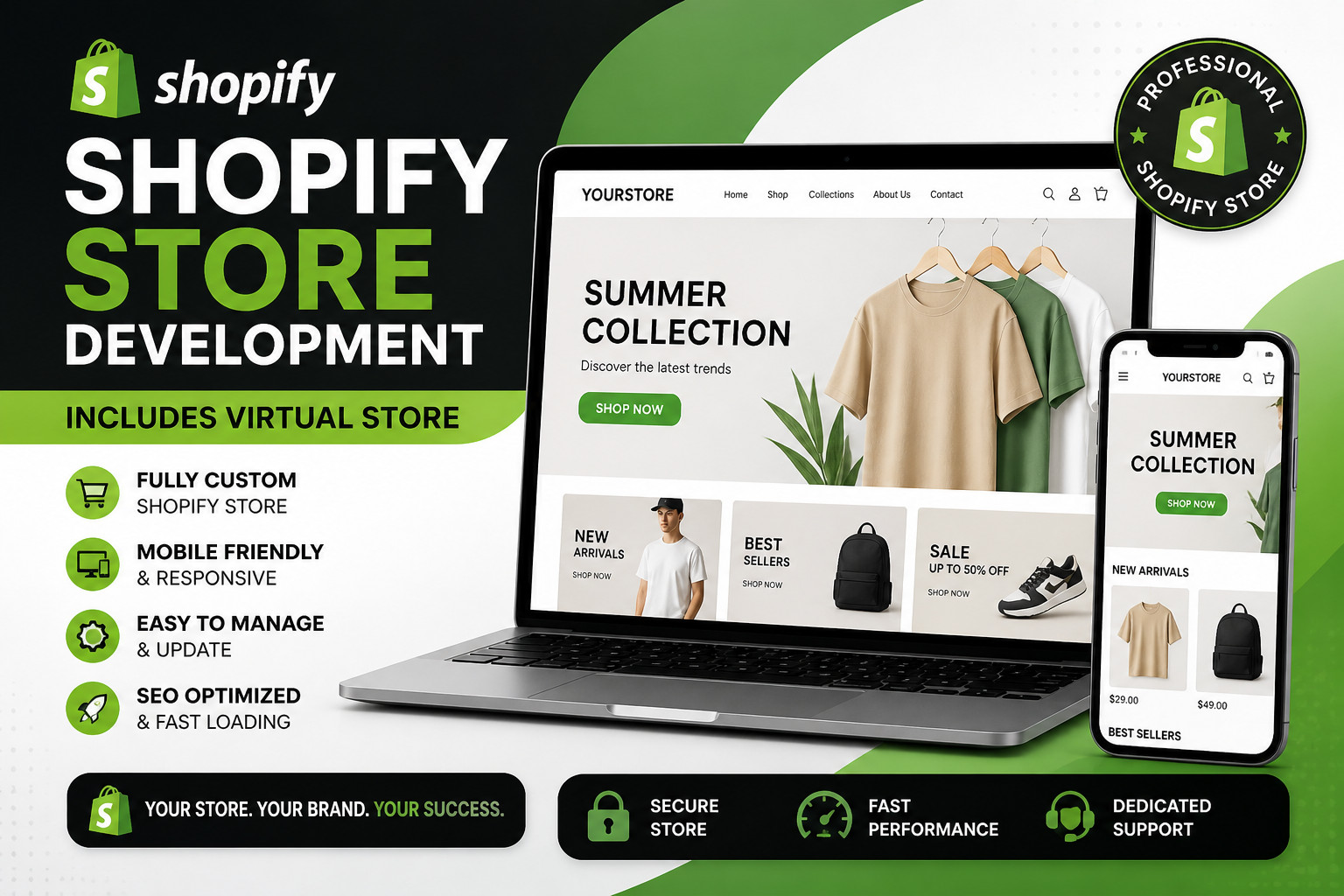 Shopify Store Setup Service with Android and iOS App and 3D Virtual Store