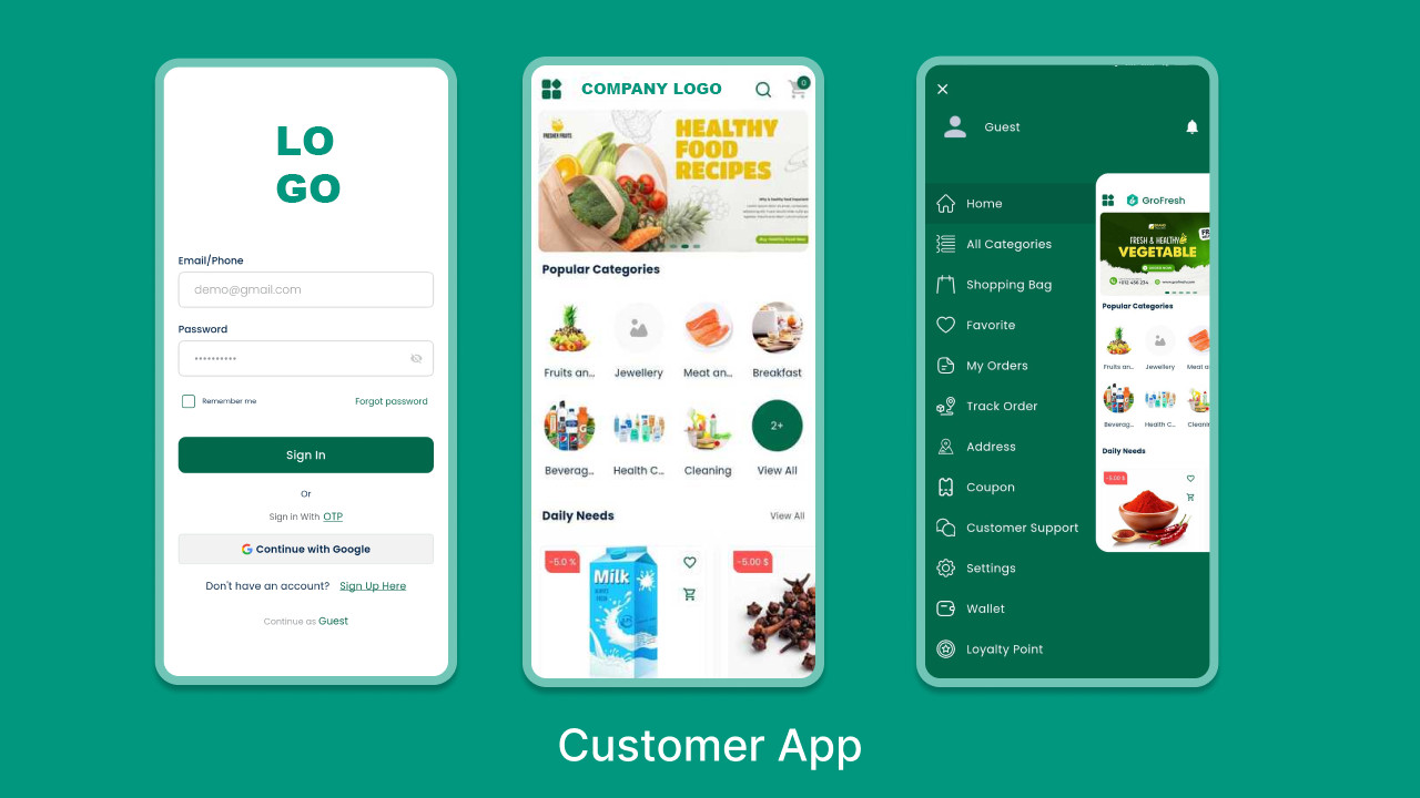 FreshDrop Flutter Multi-Branch Grocery, Pharmacy, eCommerce Delivery App + Web