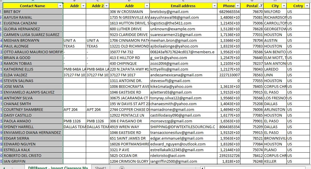 500K TEXAS USA Customers Email Database B2C Contact Leads – Excel file 2026