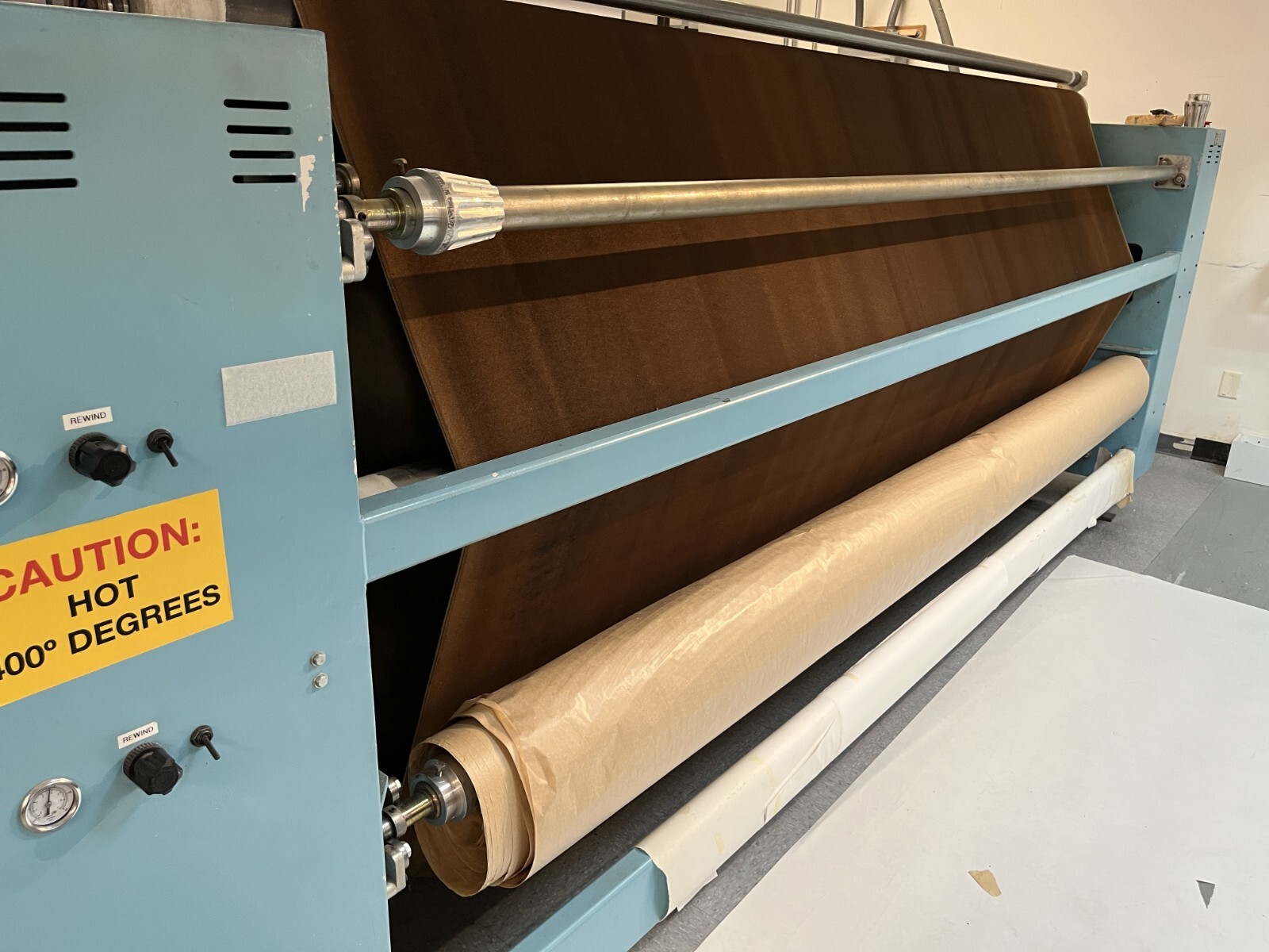 Dye sublimation fabric graphics system, Roland 1045 printer, Practix press