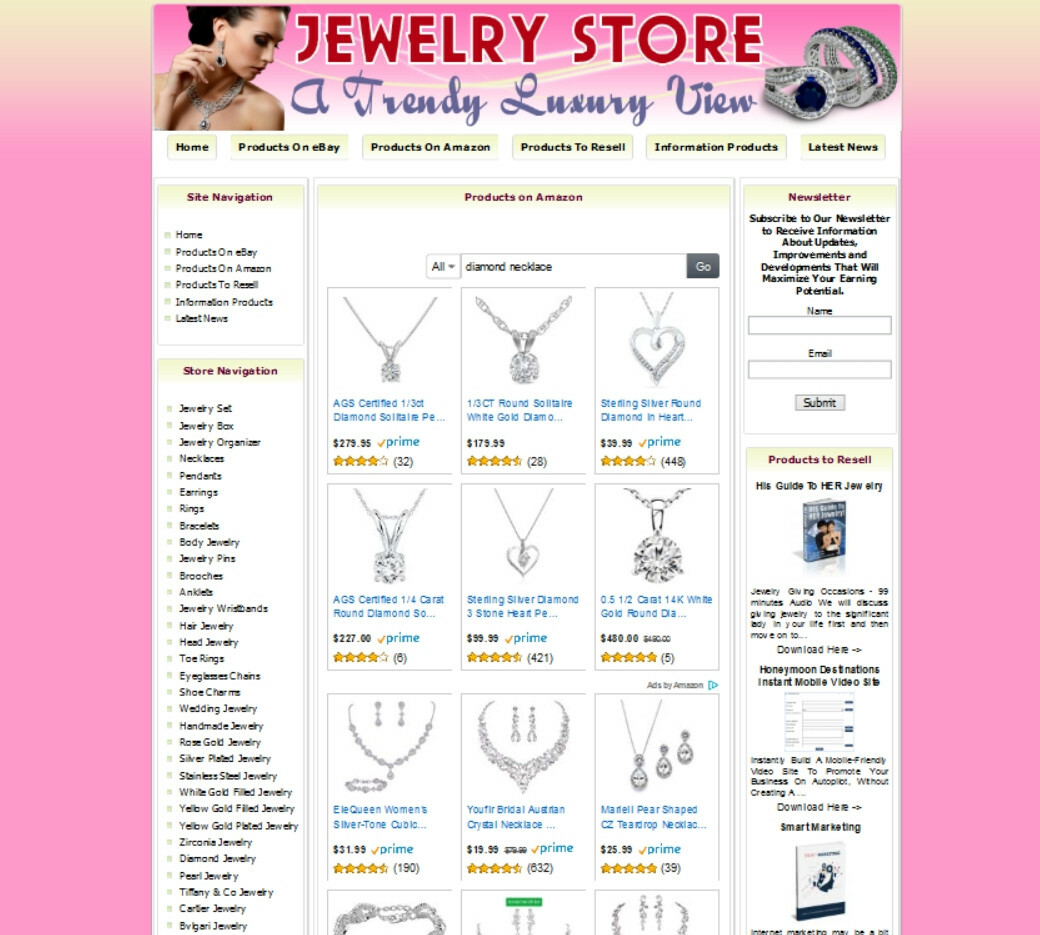 AMAZON STORE Ready Made Jewelry Affiliate Business Website Amazon+Google