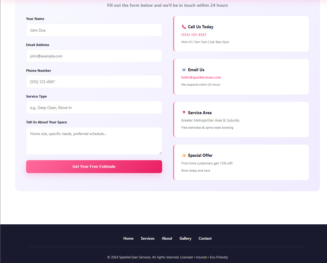Professional Cleaning Services Website Template – Modern Design
