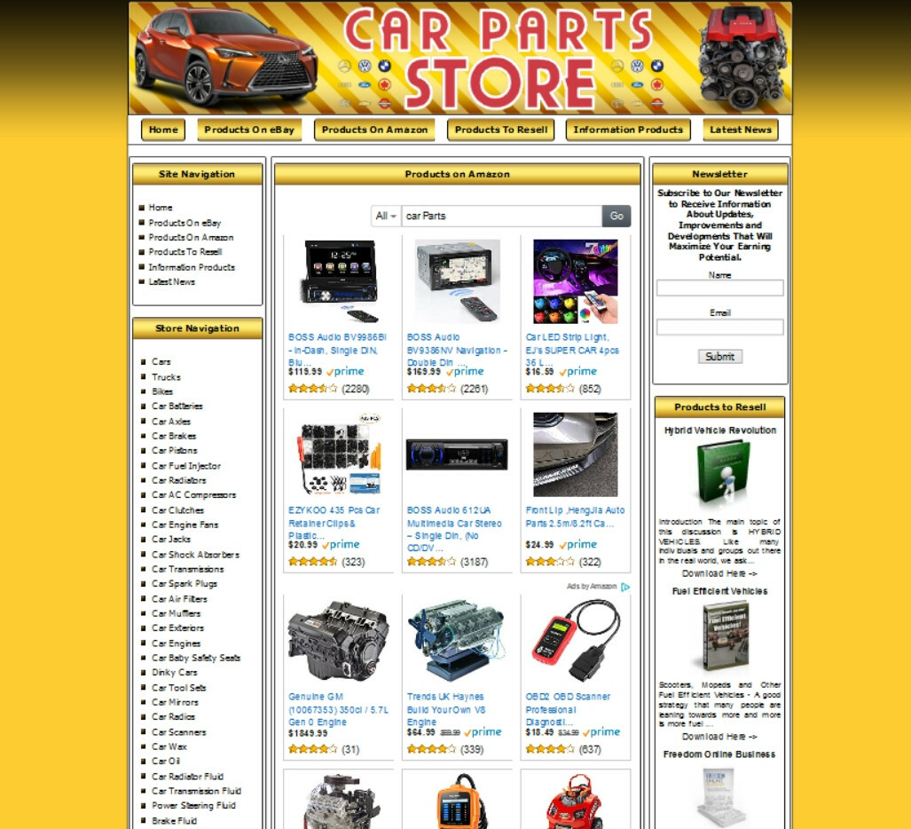 CAR PARTS MONEY MAKING STORE Affiliate Website. Amazon Store+Google