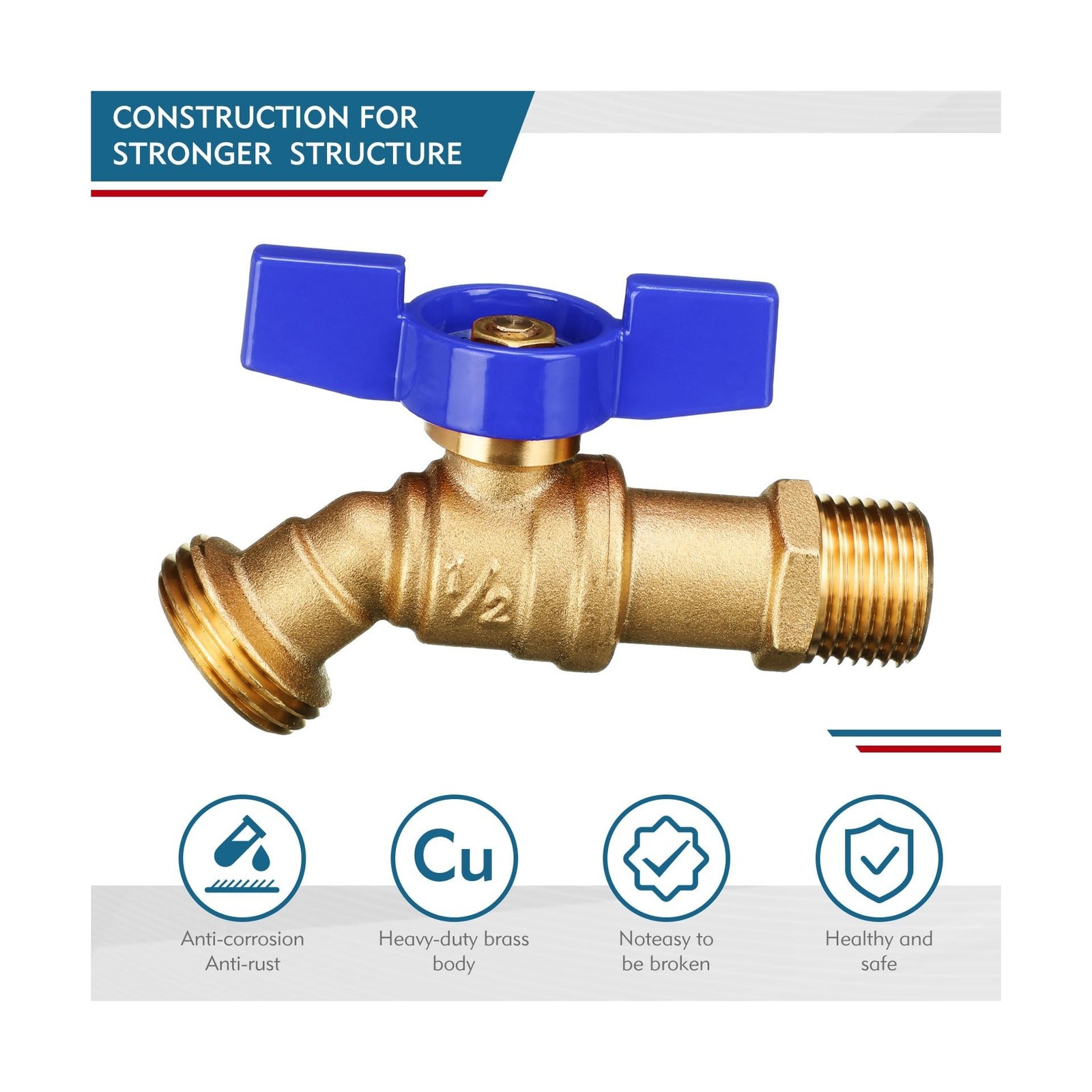 VIHOSE 10 Pack Male Hose Bib Mip, 1/2″ Mip x 3/4″ Mht, 1/4 Turn Outdoor Brass…