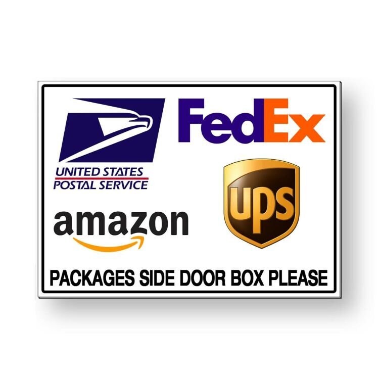 Delivery Instructions Packages Side Door Box Here Sign / Decal / Usps Fedex