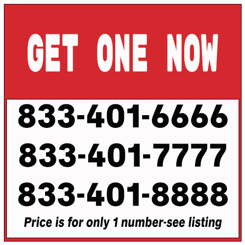 800 Vanity Toll Free Phone Number PICK ONE NUMBER $295 or all 3 $795