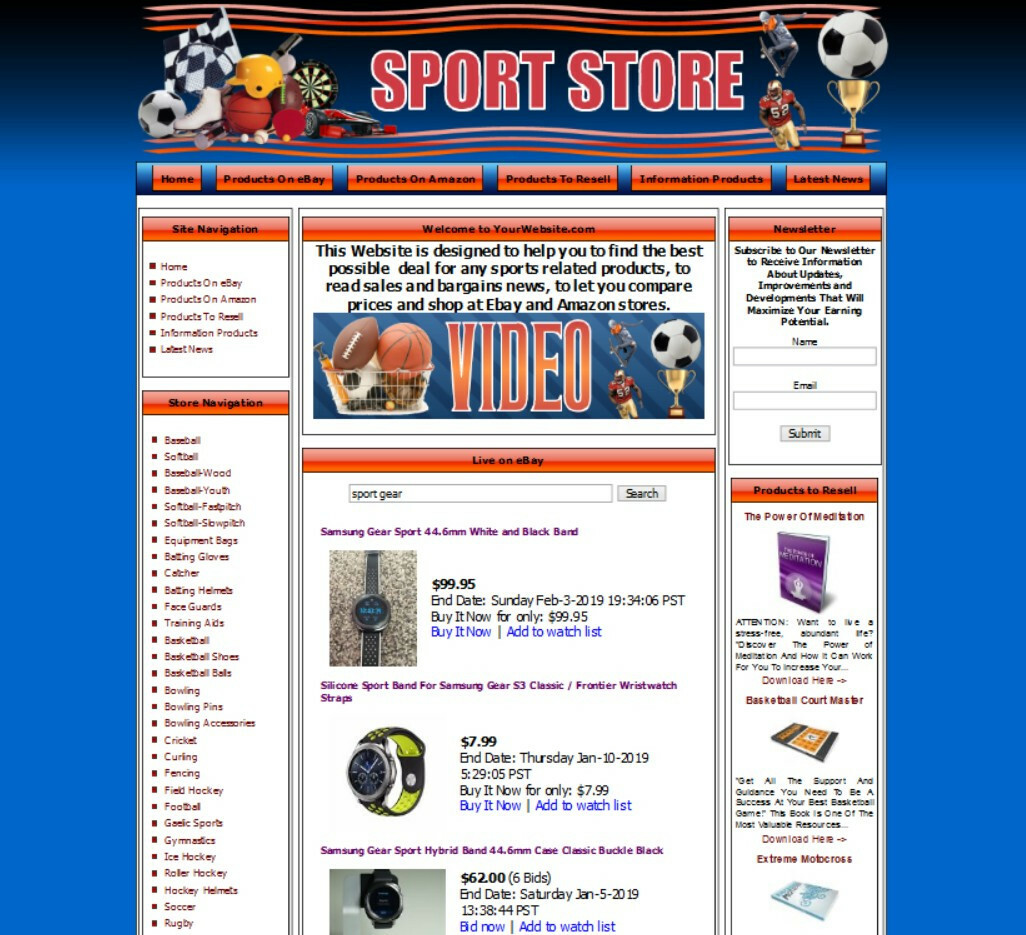 SPORT STORE WEBSITE BUSINESS FOR SALE. Amazon Store with Adsense