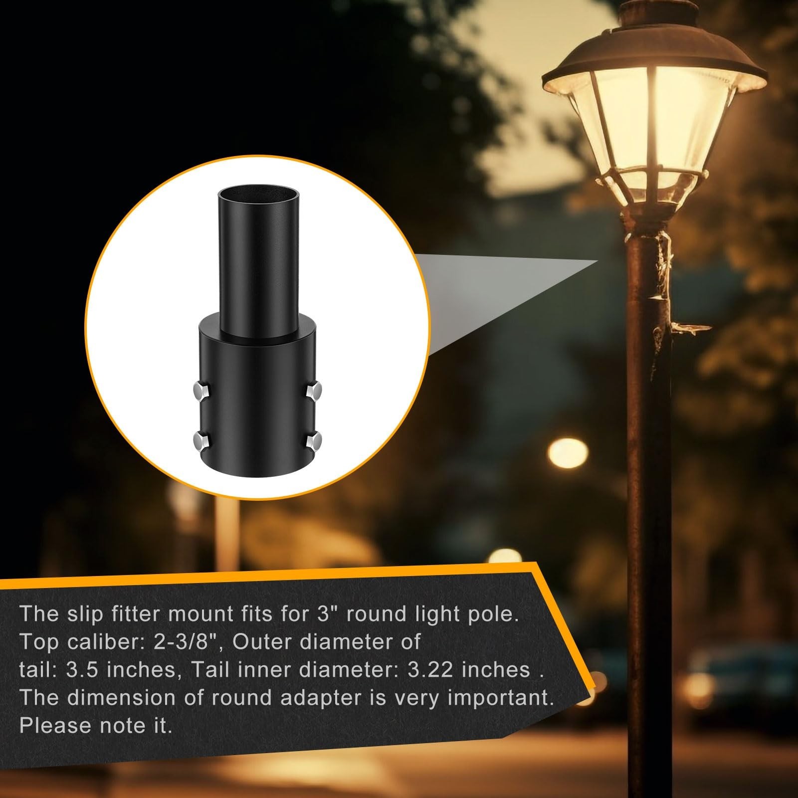 DoubleFill 6 Pcs Slip Fitter Light Pole Tenon Adapter for 3 Inch Round Pole T…