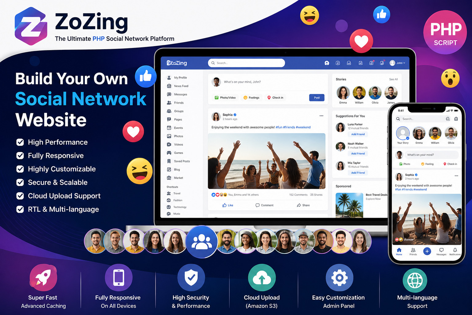 ZoZing Social Network Platform | Build Your Own Community Platform | Responsive