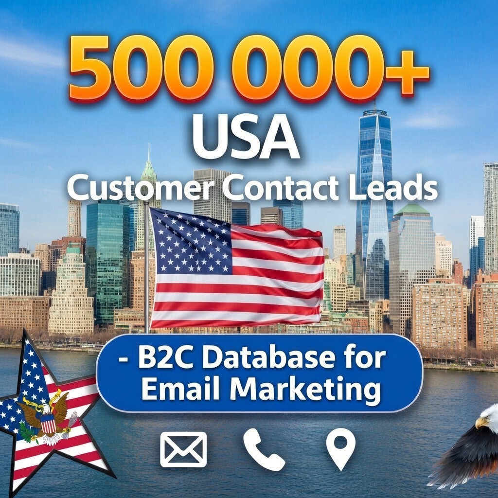 500K USA Customers Email Database – B2C Contacts leads list (Digital Download)