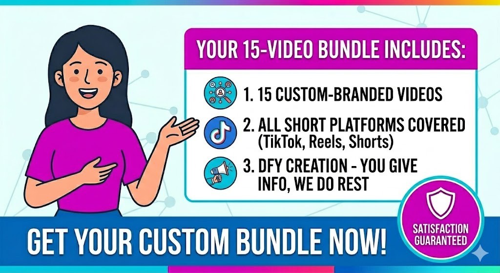 15 Custom Short Video Bundle TikTok Reels YouTube Shorts Marketing DFY Content